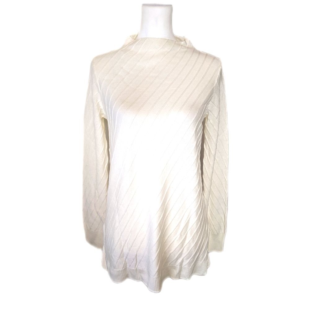 Vince Camuto winter white mock turtleneck cotton blend sweater, oversized XS